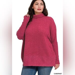 NEW!Plus Size Cabernet Women Berry Cowl Neck Sweater Size 2X 3X